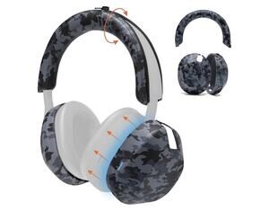 WC ShellZ XM5 Silicone Headphone Covers for Sony WH1000XM5, Black Camo